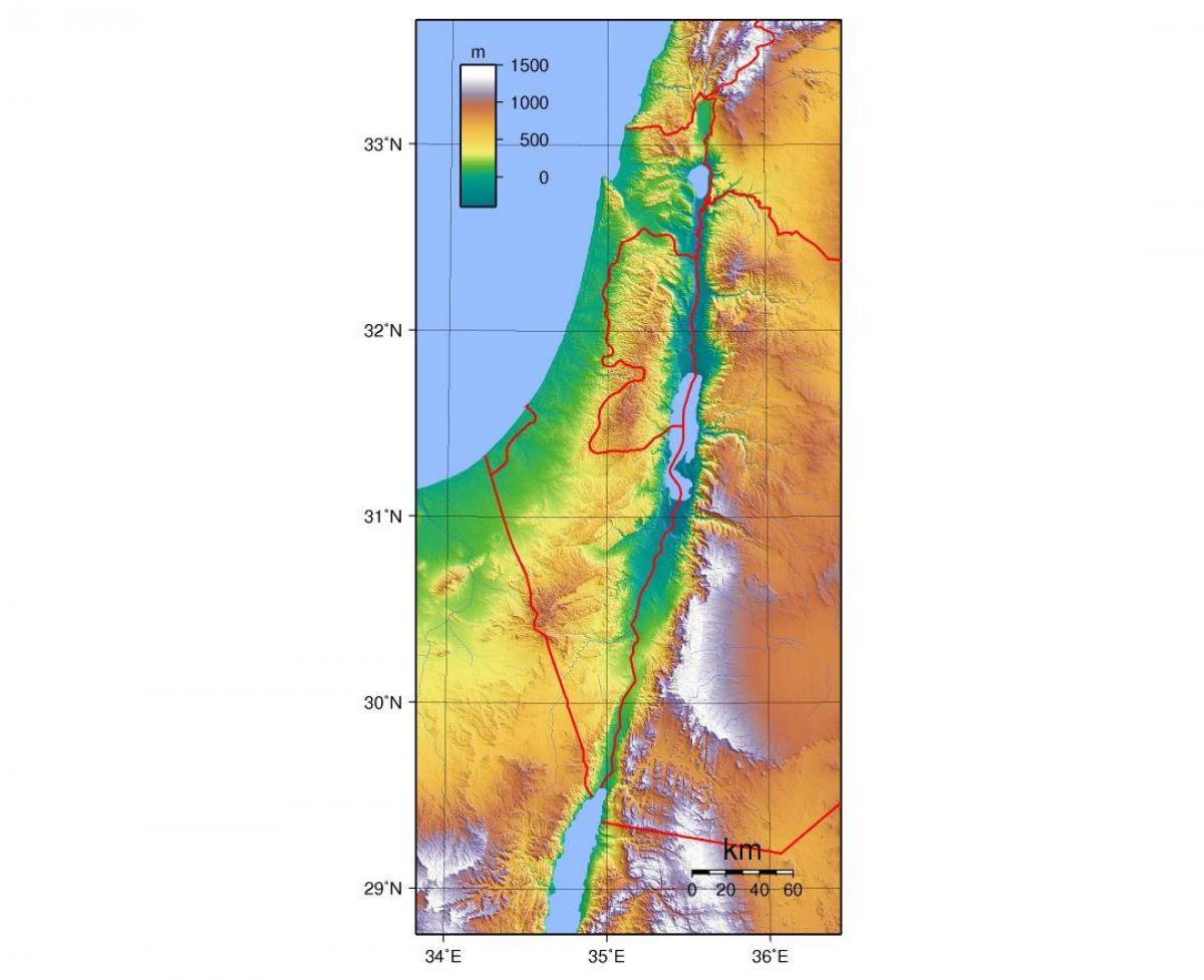 mappa di israele elevazione