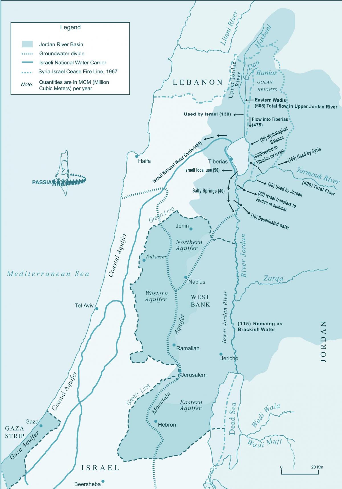 mappa di israele fiume