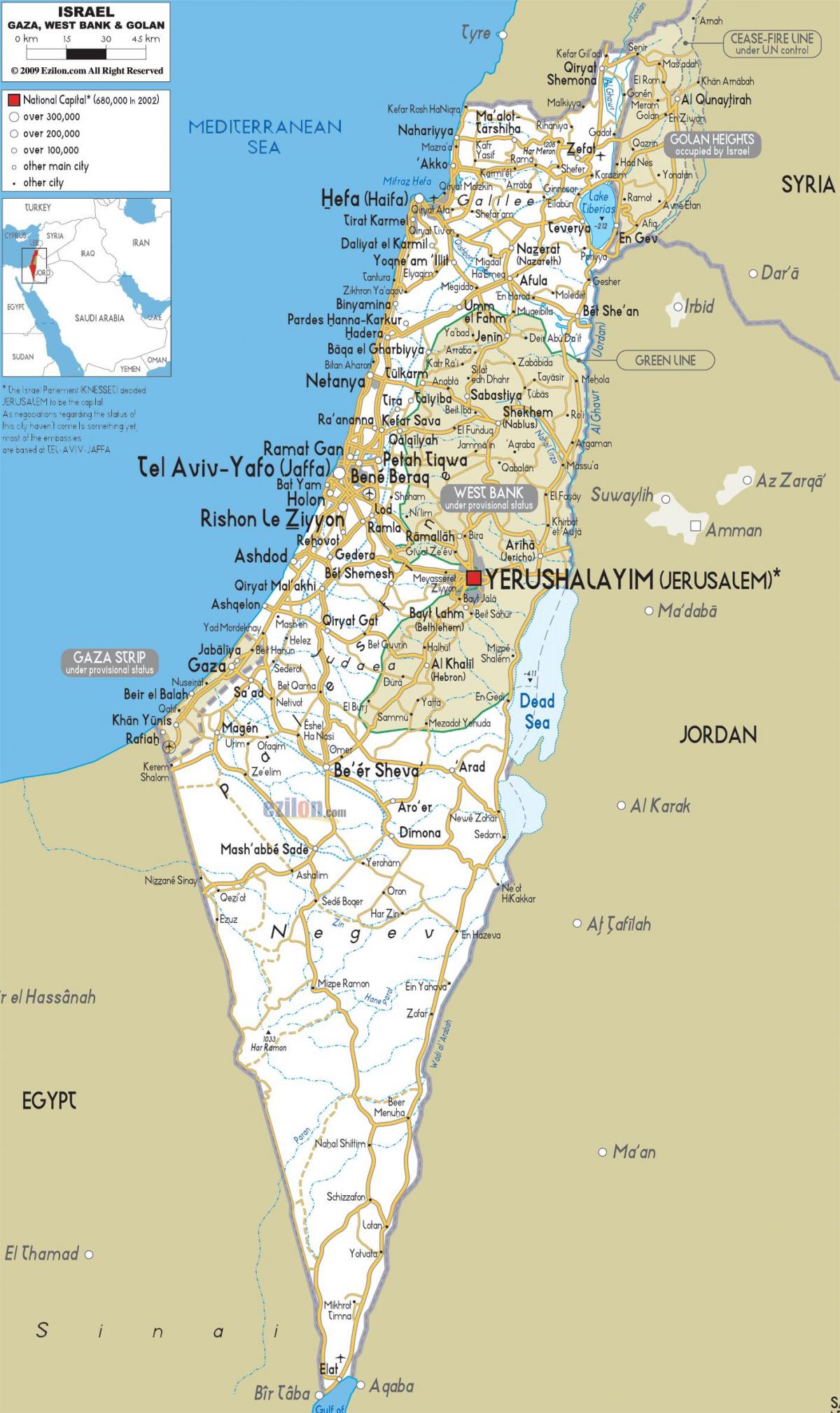 mappa di israele strade