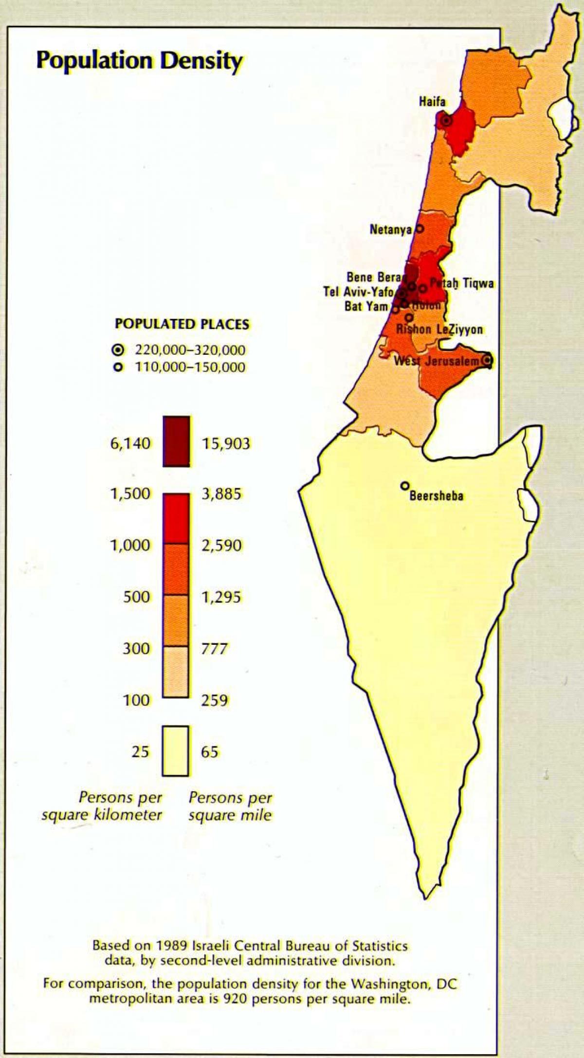 mappa di israele popolazione