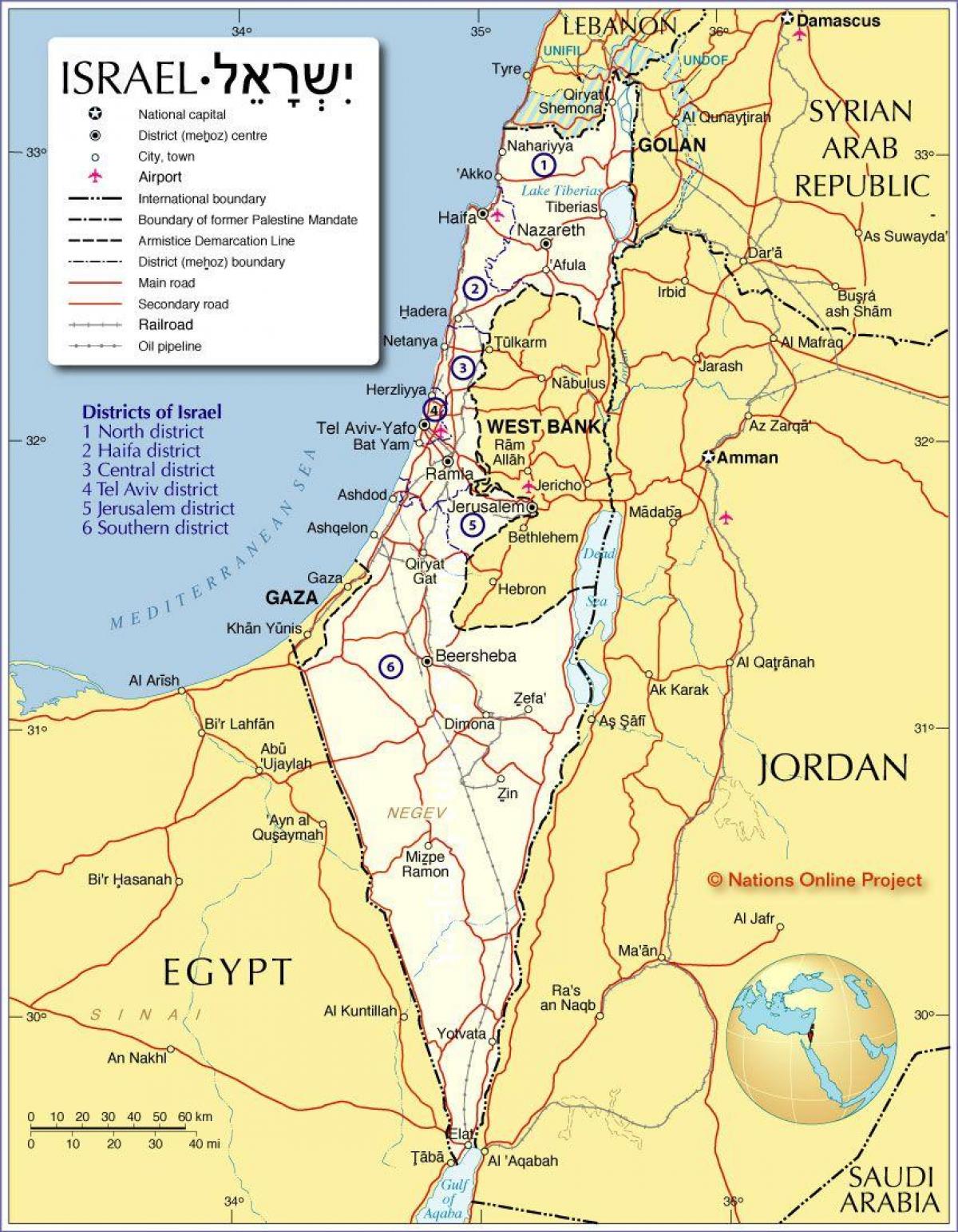 israele regioni mappa